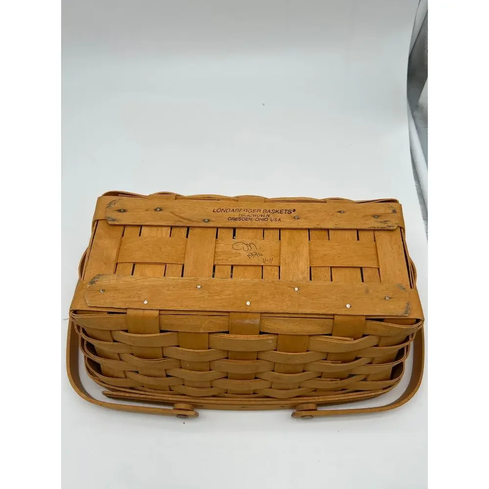Vintage Longaberger Basket 1996 Handwoven Dresden Ohio Double Swing Handles